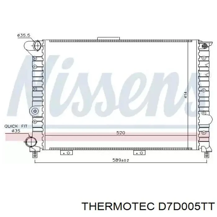 D7D005TT Thermotec radiador refrigeración del motor