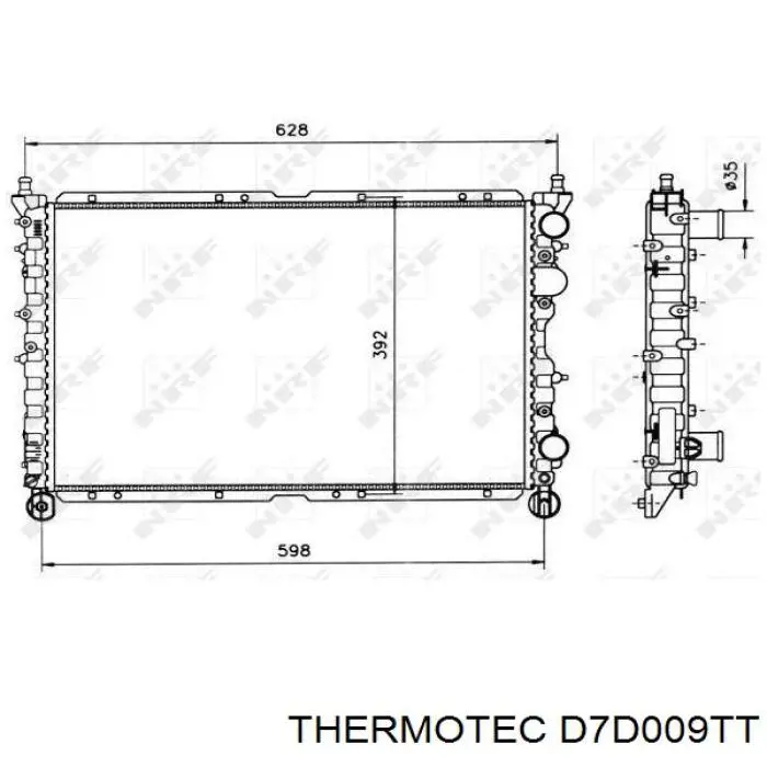 D7D009TT Thermotec radiador refrigeración del motor