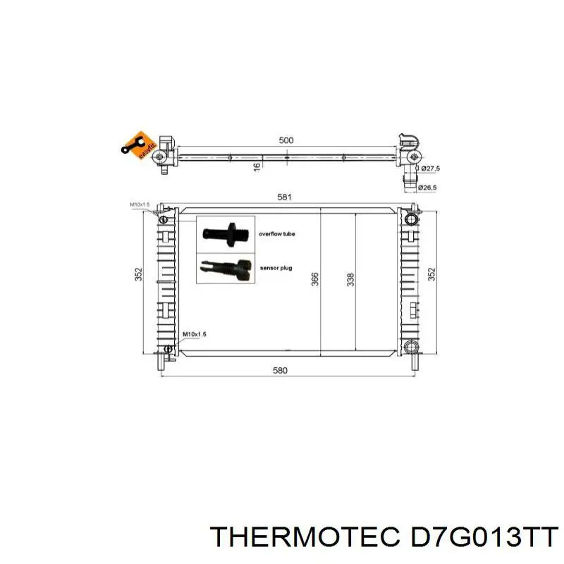 D7G013TT Thermotec radiador refrigeración del motor