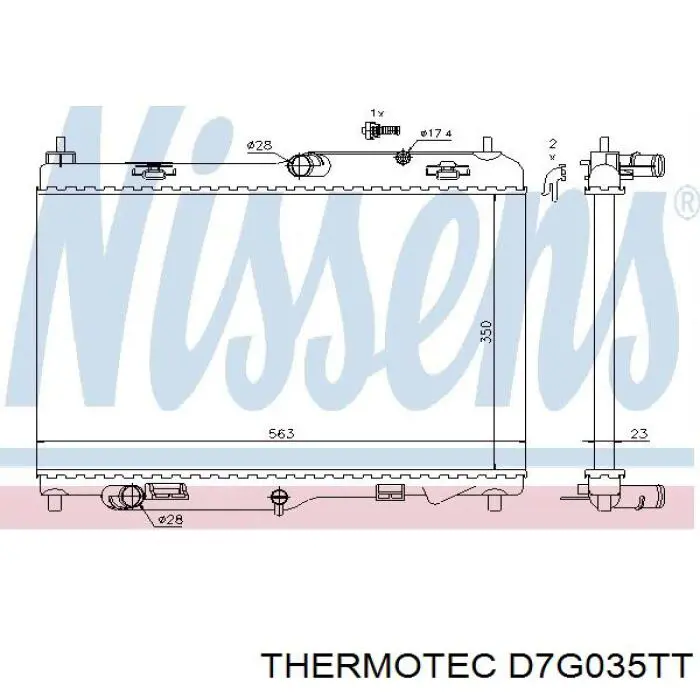 D7G035TT Thermotec radiador refrigeración del motor