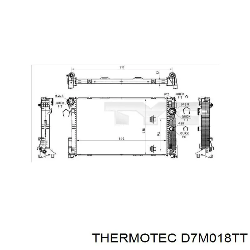 D7M018TT Thermotec radiador refrigeración del motor