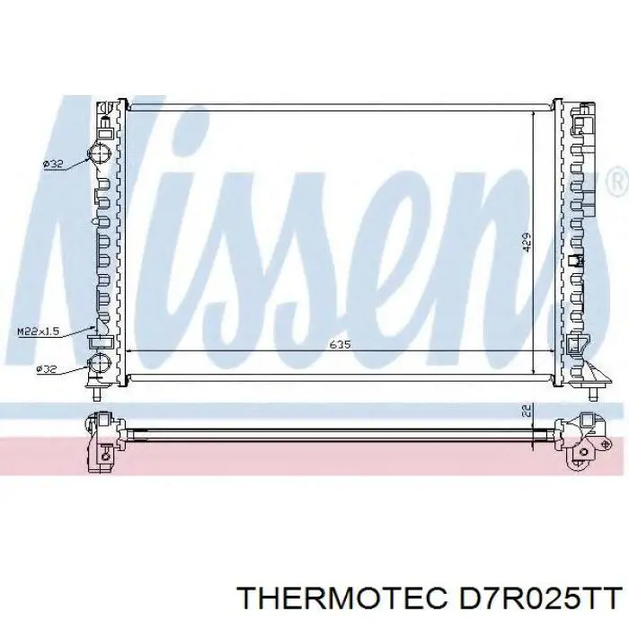 D7R025TT Thermotec radiador refrigeración del motor