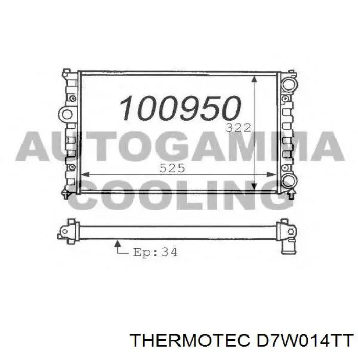 D7W014TT Thermotec radiador refrigeración del motor