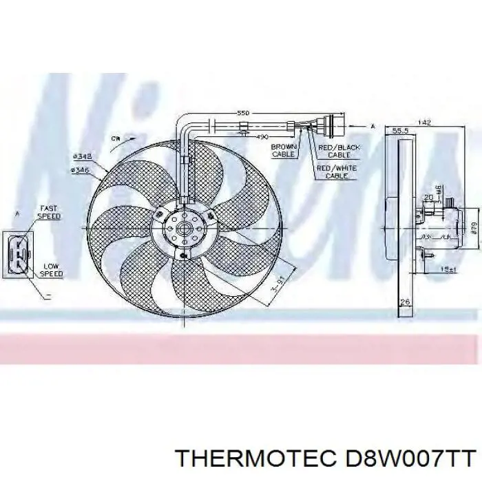 D8W007TT Thermotec ventilador (rodete +motor refrigeración del motor con electromotor completo)