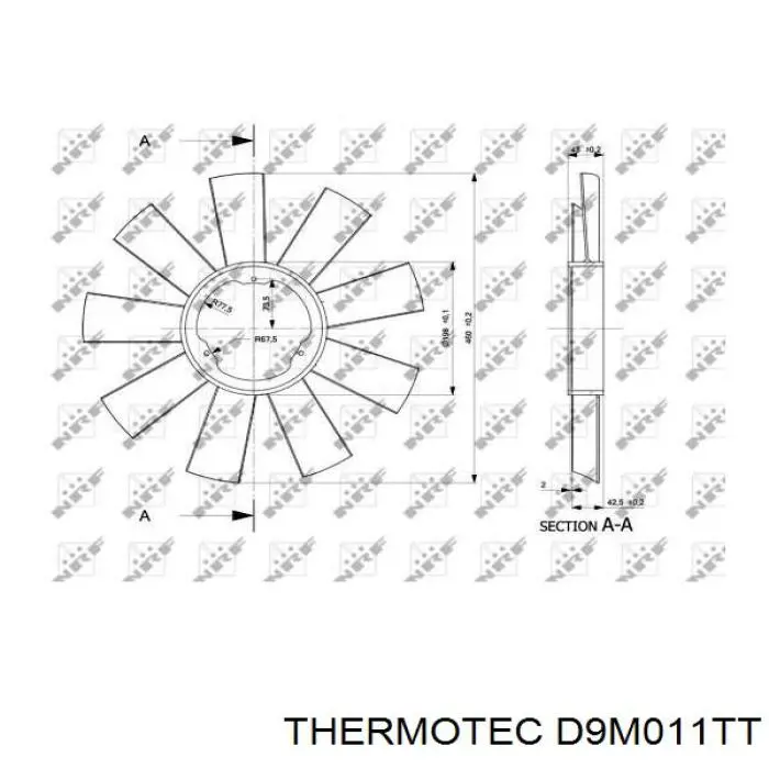 D9M011TT Thermotec rodete ventilador, refrigeración de motor