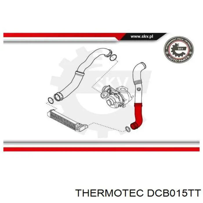 DCB015TT Thermotec tubo flexible de aire de sobrealimentación inferior izquierdo