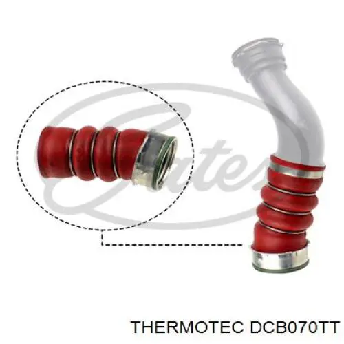 DCB070TT Thermotec tubo flexible de aire de sobrealimentación derecho