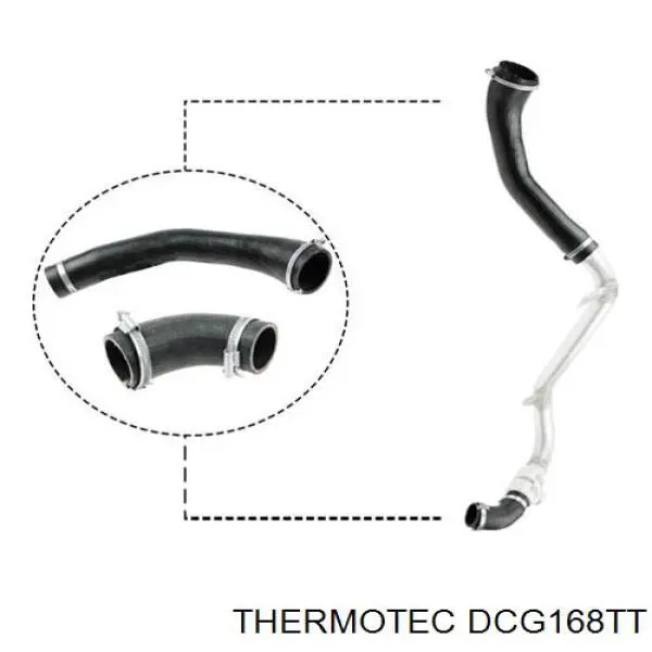 DCG168TT Thermotec tubo flexible de aire de sobrealimentación inferior izquierdo