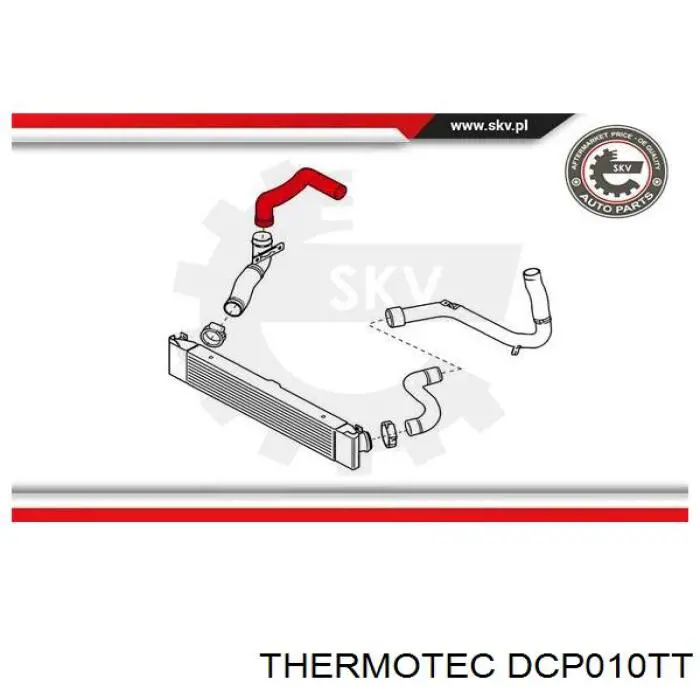 DCP010TT Thermotec tubo flexible de aire de sobrealimentación superior derecho