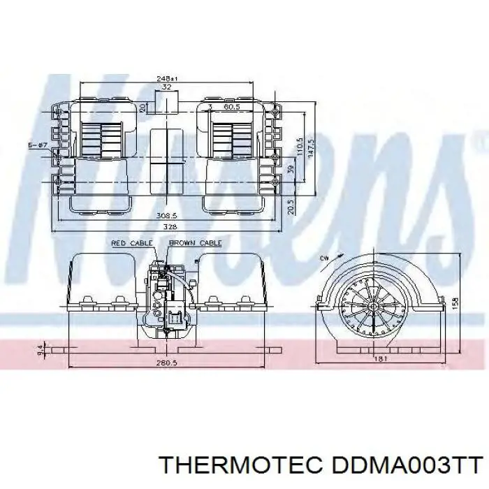 DDMA003TT Thermotec motor eléctrico, ventilador habitáculo