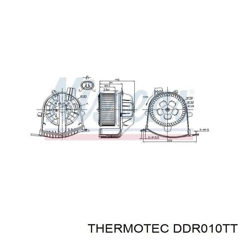 DDR010TT Thermotec motor eléctrico, ventilador habitáculo