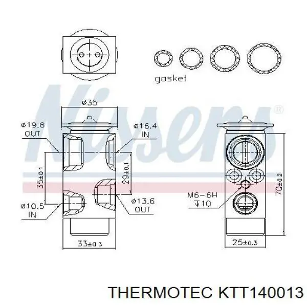Válvula TRV del aire acondicionado 1618314 Opel