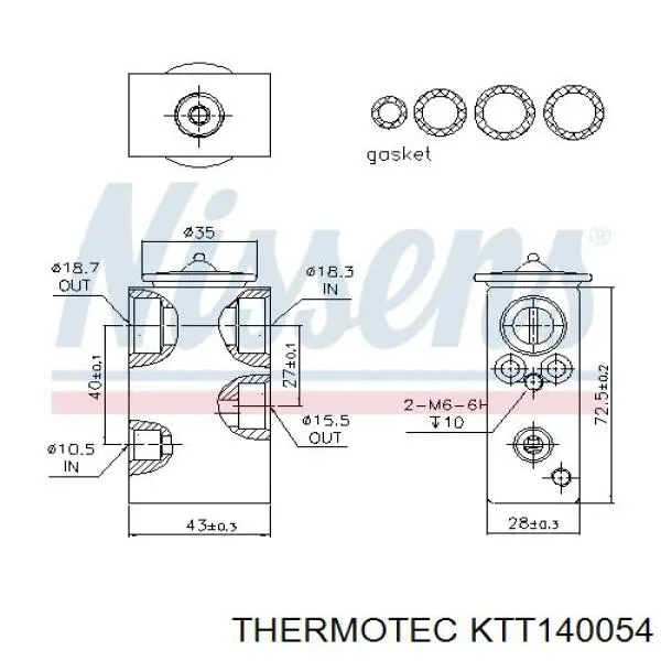 KTT140054 Thermotec válvula de expansión, aire acondicionado