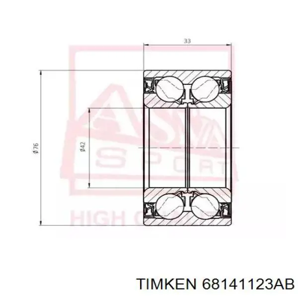 68141123AB Timken cubo de rueda delantero