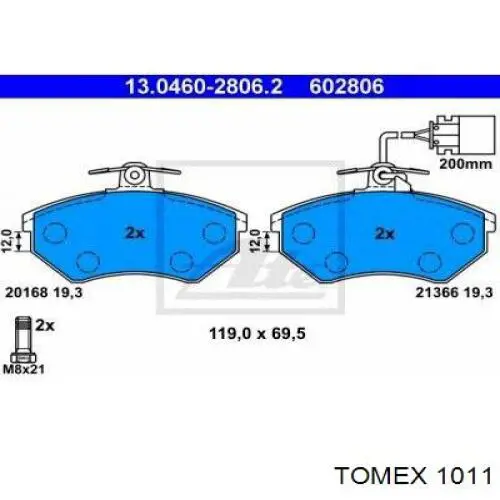 1011 Tomex pastillas de freno delanteras