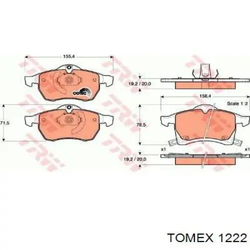 1222 Tomex pastillas de freno delanteras