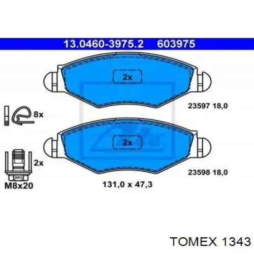 1343 Tomex pastillas de freno delanteras