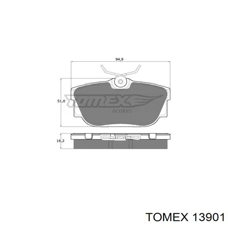 13901 Tomex pastillas de freno traseras