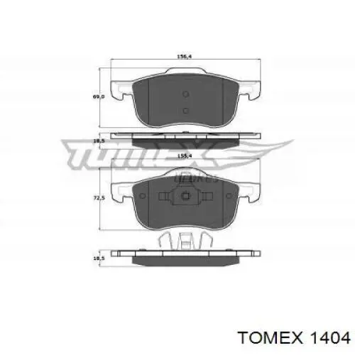 1404 Tomex pastillas de freno delanteras