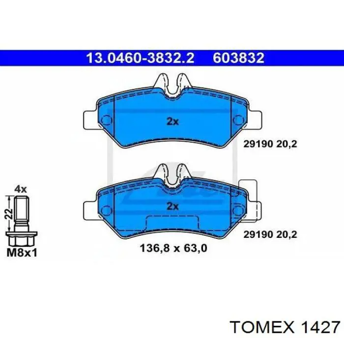 1427 Tomex pastillas de freno traseras