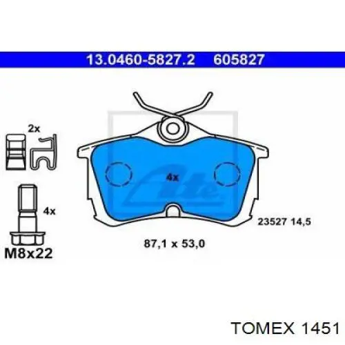 1451 Tomex pastillas de freno traseras