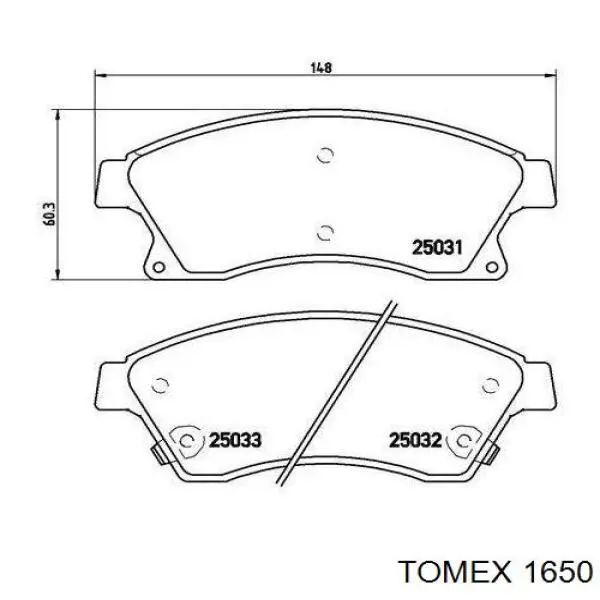 1650 Tomex pastillas de freno delanteras