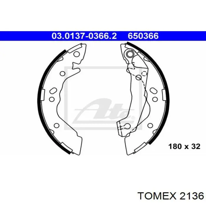 2136 Tomex zapatas de frenos de tambor traseras