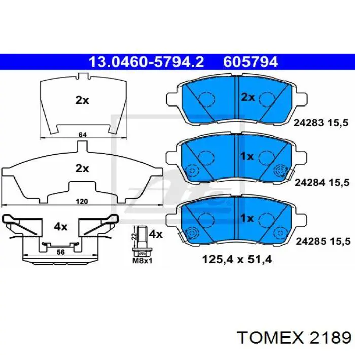 Zapatas de freno 2189 Tomex