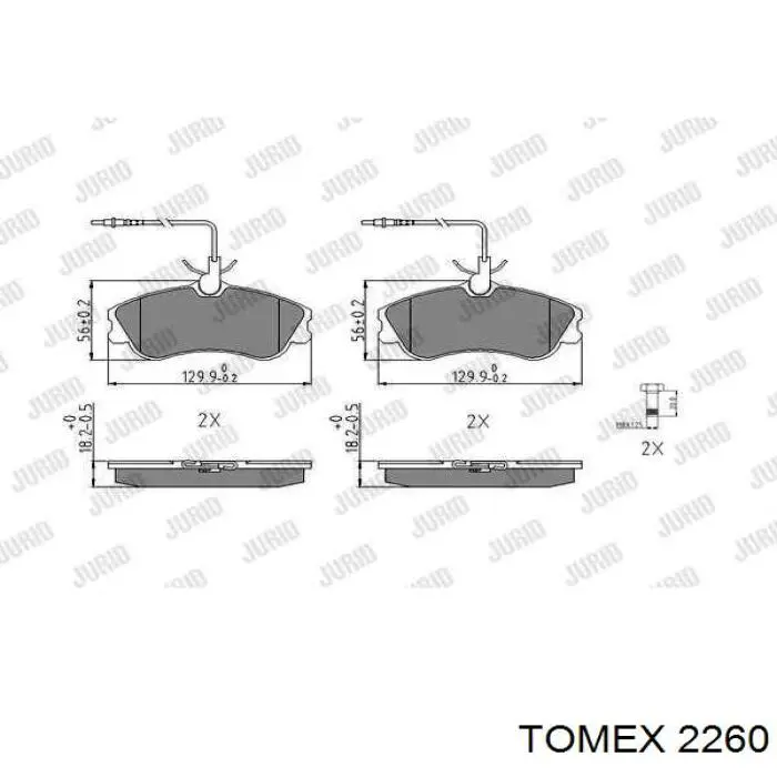 2260 Tomex juego de zapatas de frenos, freno de estacionamiento