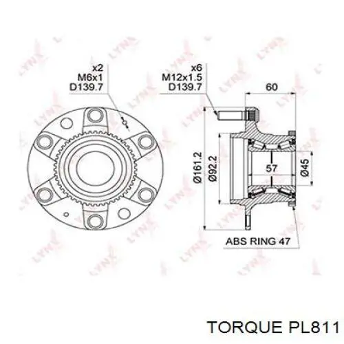 PL811 Torque cubo de rueda delantero