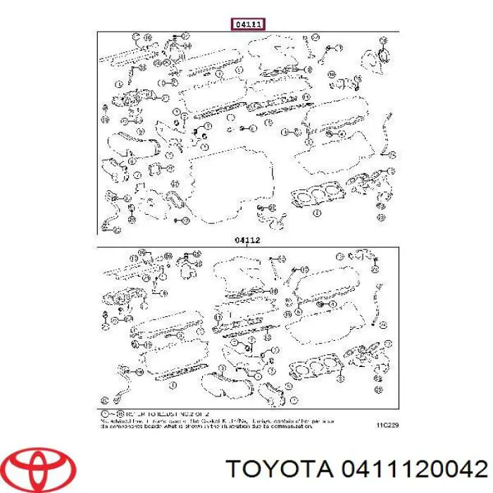 Kit completo de juntas Toyota 0411120042 precio, desde 548,28 EUR