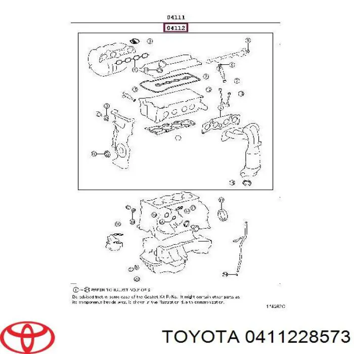 0411228572 Toyota juego de juntas de motor, completo, superior