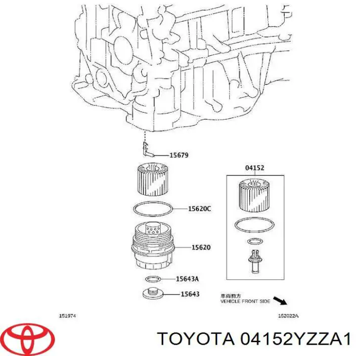 Filtro de aceite motor Toyota 04152YZZA1