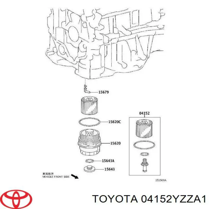 04152YZZA1 Toyota Filtro aceite