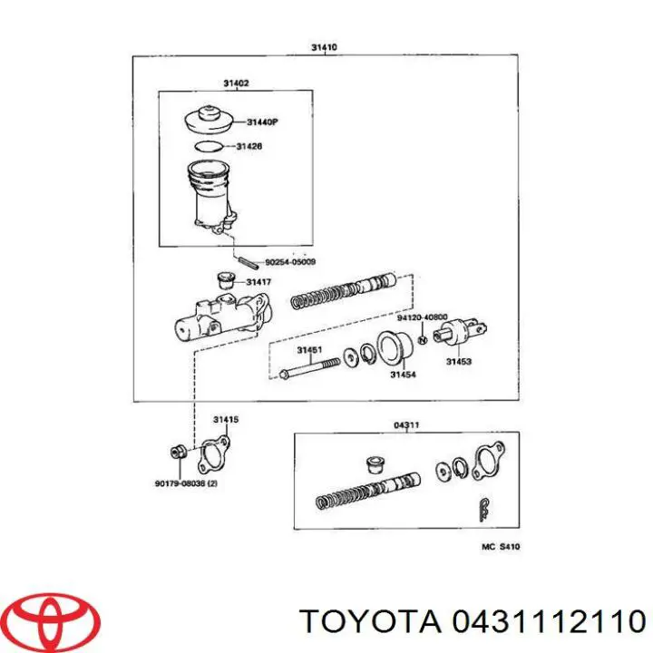 0431112110 Toyota juego de reparación, cilindro de freno principal