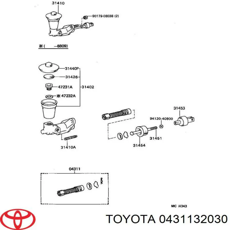 0431132030 Toyota juego de reparación, cilindro maestro del embrague