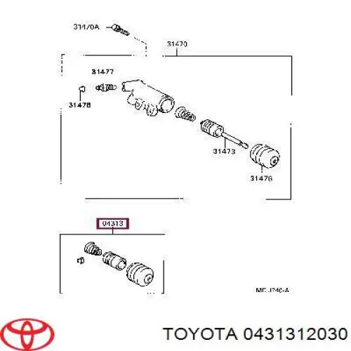 Cilindro receptor embrague para Toyota Hiace (H10)