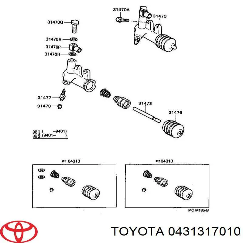 Kit de reparación del cilindro receptor de embrague Toyota 0431317010 precio, desde 6,97 EUR