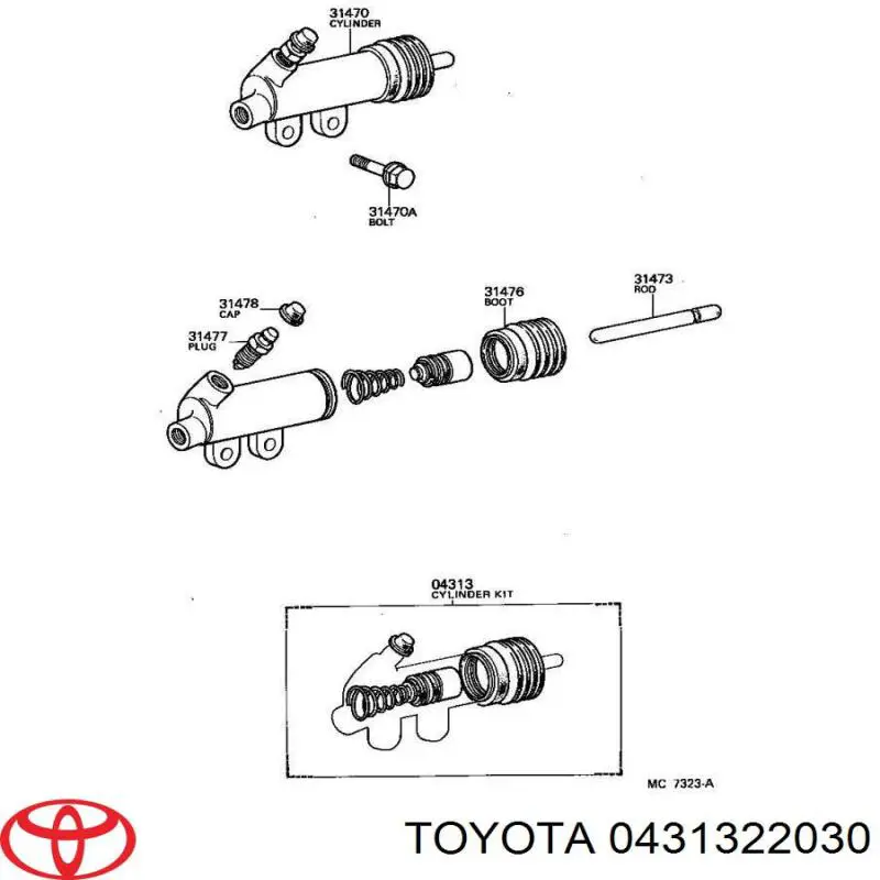 Kit de reparación del cilindro receptor de embrague Toyota 0431322030 precio, desde 7,05 EUR