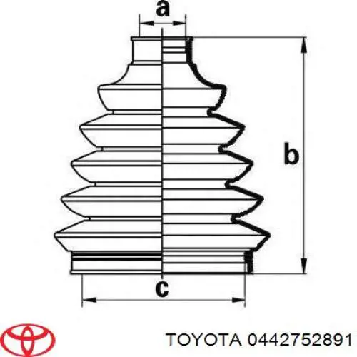 0442752891 Toyota juego de fuelles, árbol de transmisión delantero