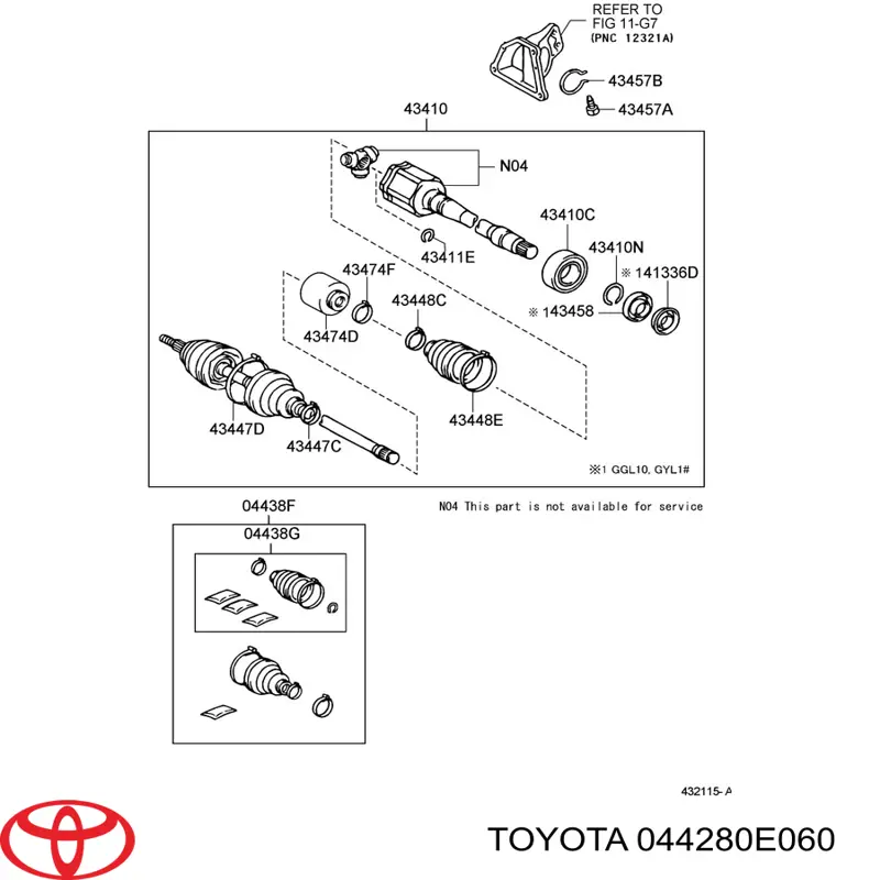 Fuelle, árbol de transmisión exterior derecho TOYOTA 044280E060