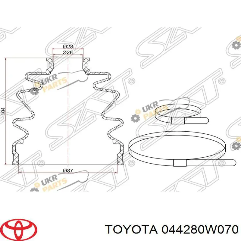 Fuelle exterior derecho de junta homocinética Toyota 044280W070 precio, desde 96,80 EUR
