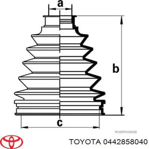 0442858040 Toyota juego de fuelles, árbol de transmisión delantero