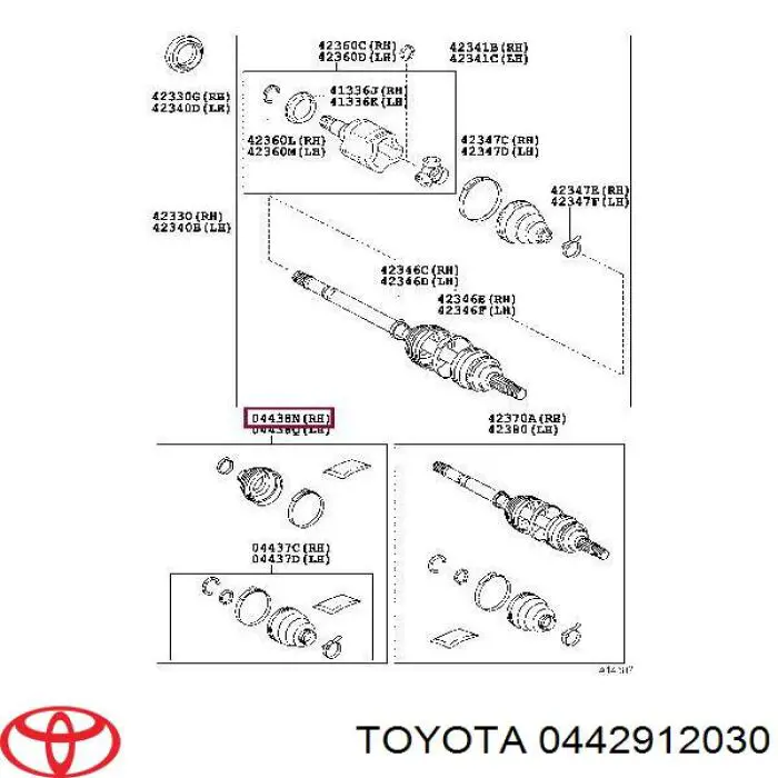 Juego de fuelles, árbol de transmisión trasero para Toyota RAV4 (A3)
