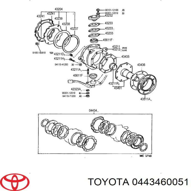 Juego de reparación de pivote de muñón de dirección Toyota 4320460030 precio, desde 23,30 EUR