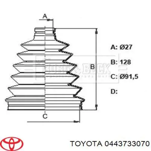 Fuelle, junta homocinética interior derecha delantera Toyota 0443733070 precio, desde 22,99 EUR