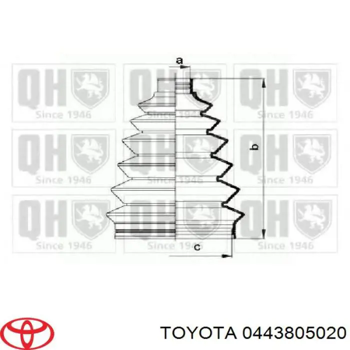 0443805020 Toyota fuelle, árbol de transmisión delantero interior derecho