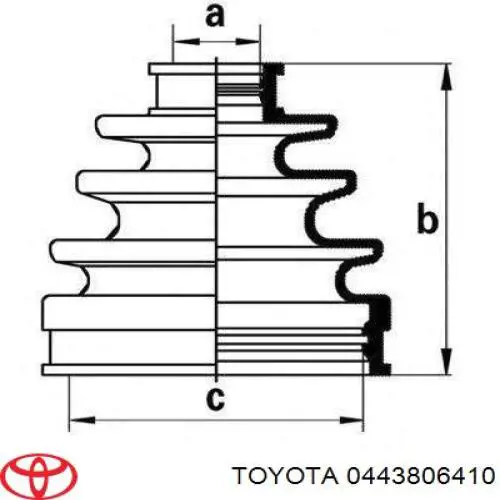 0443806410 Toyota juego de fuelles, árbol de transmisión delantero