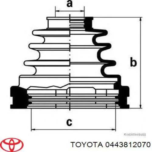 0443812070 Toyota juego de fuelles, árbol de transmisión delantero