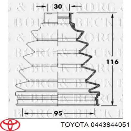 0443844051 Toyota juego de fuelles, árbol de transmisión delantero